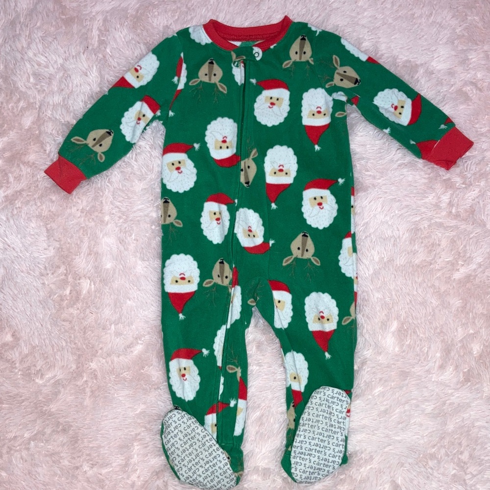 Carter's Green Santa and Reindeer Footie